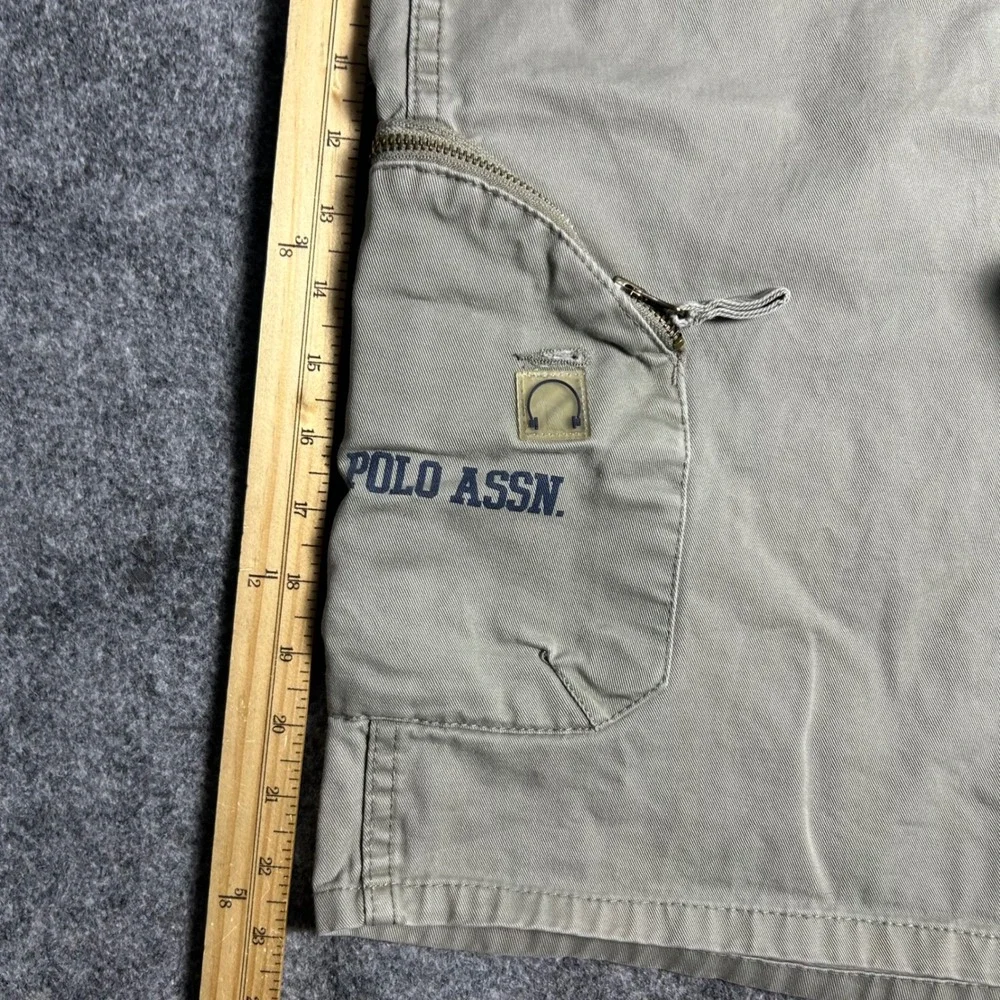 US Polo Assn Cargo Shorts Khaki Tan Baggy Skater Y2K Retro Size 36